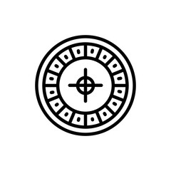 Roulette wheel black line icon. Casino game.