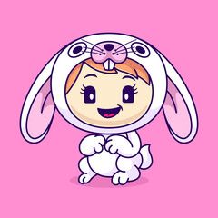cute kid wearing bunny costume