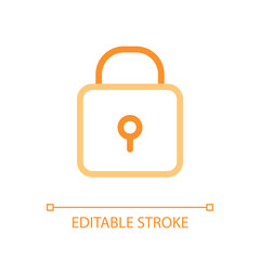 Padlock pixel perfect color linear ui icon. Closed access to sensitive data. Protection. Cyber security. GUI, UX design. Outline isolated user interface pictogram. Editable stroke. Arial font used