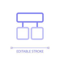 Block diagram pixel perfect color linear ui icon. Making decision. Project presentation, management. GUI, UX design. Outline isolated user interface pictogram. Editable stroke. Arial font used