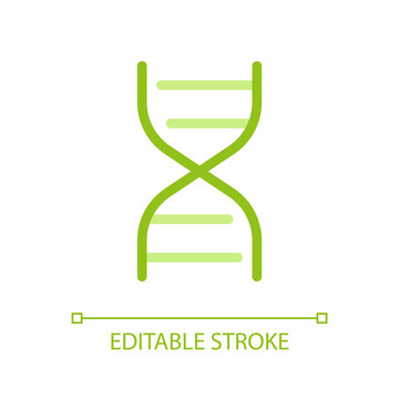 DNA molecule pixel perfect color linear ui icon. Genetic code. Inheritance gene. Medical lab research. GUI, UX design. Outline isolated user interface pictogram. Editable stroke. Arial font used