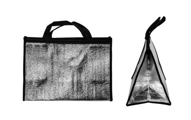 Thermal aluminum tote bag with handle isolated on white background