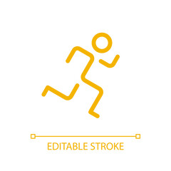 Running pixel perfect color linear ui icon. Active lifestyle. Healthy habit. Jogging practice. GUI, UX design. Outline isolated user interface pictogram. Editable stroke. Arial font used