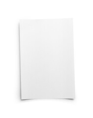 White blank paper page with shadow isolated on white background
