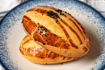 Pogaca on a white background. Turkish pastry product