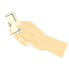 Hand holding money in vector illustration