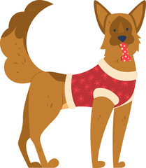 Christmas big dog celebrate christmas home sweet pet cartoon vector illustration isolated on white