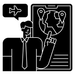 travel planning glyph icon