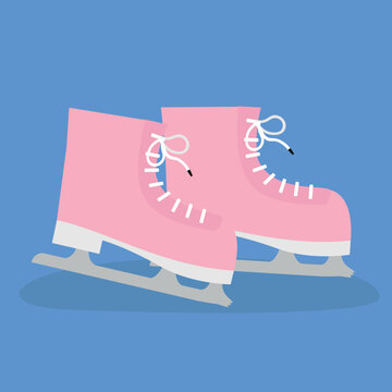 Pair Of Pink Ice Skates - Illustration