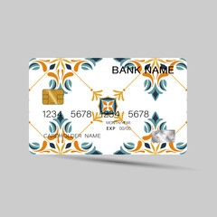 Credit card template, Luxurious. Editable vector design. On gray background. Glossy plastic style.  illustration EPS10