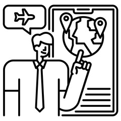 travel planning line icon