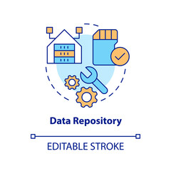Data repository concept icon. Operation framework. Digital information storage abstract idea thin line illustration. Isolated outline drawing. Editable stroke. Arial, Myriad Pro-Bold fonts used