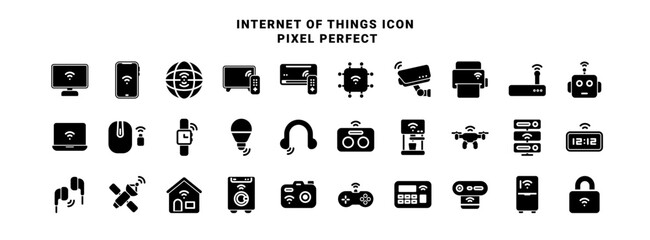 30 Internet of things icons. pixel perfect with style solid. Vector illustration