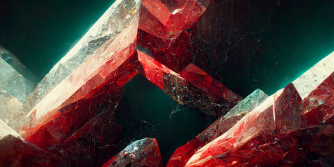 Abstract red and green gems stone wallpaper background