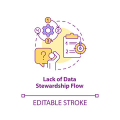 Lack of data stewardship flow concept icon. Effective information management abstract idea thin line illustration. Isolated outline drawing. Editable stroke. Arial, Myriad Pro-Bold fonts used