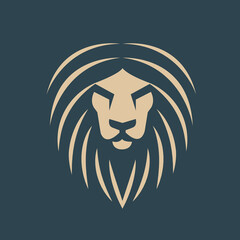 Lion logo.Wild animal silhouette icon isolated on dark background.Predator head.Modern, luxury, royal style graphic emblem.Decorative elements for premium brand.