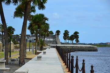 Promenade at Matanzas River in the Old Town of St. Augustine, Florida