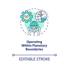 Operating within planetary boundaries concept icon. Attribute of inclusive growth abstract idea thin line illustration. Isolated outline drawing. Editable stroke. Arial, Myriad Pro-Bold fonts used