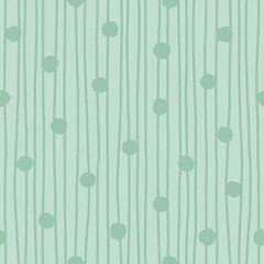 Teal rough dots and uneven stripes on turquoise background. Hand drawn abstract seamless pattern. For packaging design, scrapbooking, cards, gift wrap, digital backgrounds, textile and wallpaper