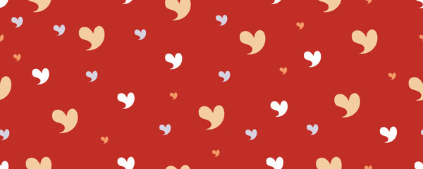 Cute Valentine love heart doodle red pattern