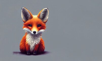 Obraz premium Cute red fox sitting in studio setting, vulpes animal illustration with copy space, generative ai