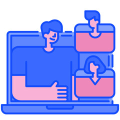 communication blue line icon