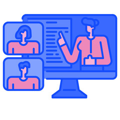 elearning blue line icon