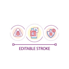 Smartphone viruses loop concept icon. Malicious software. Hacking attack. Digital threats abstract idea thin line illustration. Isolated outline drawing. Editable stroke. Arial font used