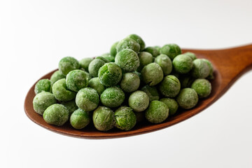 green peas on a white background