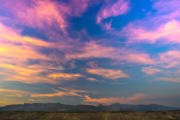 Colorful mountain landscape at sunset