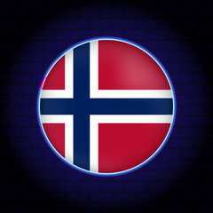 Neon Norway flag. Vector illustration.