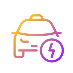 Obraz premium Taxi and lightning pixel perfect gradient linear ui icon. Potential danger. Notification for passenger. Line color user interface symbol. Modern style pictogram. Vector isolated outline illustration