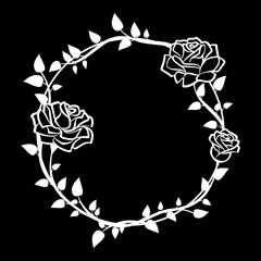 Frame of roses. Stylish ornamental border. Floral design elements. Vector illustration - 547112905