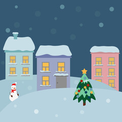 Fototapeta premium simple vector illustration Christmas house and car with tree
