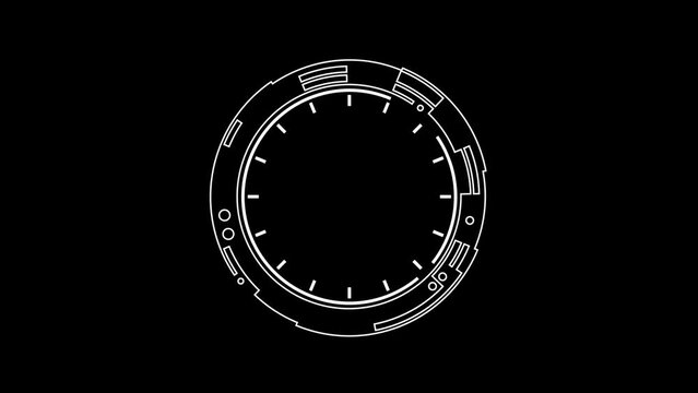 Futuristic round target animation for video overlay. HUD display monitor for modern video effects and high technology