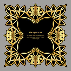 Decorative ornament border, frame, template for product label, cosmetic packaging. In art nouveau style, vintage, old, retro style. Vector illustration.