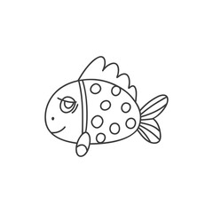 Vector fish on white background. Doodle style.