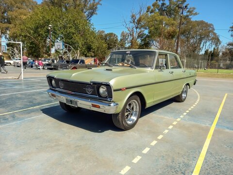 Old 1970s Chevrolet Chevy Nova 400 Sport Rally 194 sedan in a pa