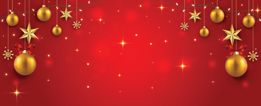 Beautiful Christmas banner vector illustration. Red background. Christmas background with empty copy space.
