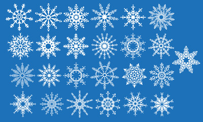 25 detaillierte und verspielte Vektor Schneeflocken für Weihnachten und Winter