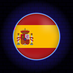 Neon Spain flag. Vector illustration.
