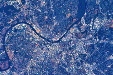 Nashville city in the USA. Digital enhancement. Elements by NASA