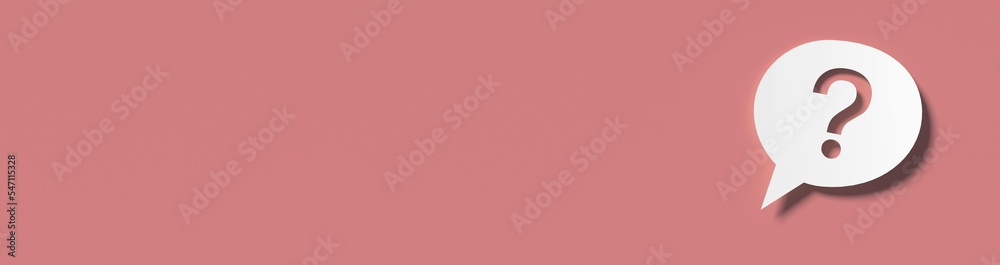 Wall mural question mark in front of a red color wall background. business support concept - 3d rendering.