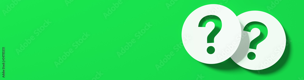 Wall mural question mark in front of a red color wall background. business support concept - 3d rendering.