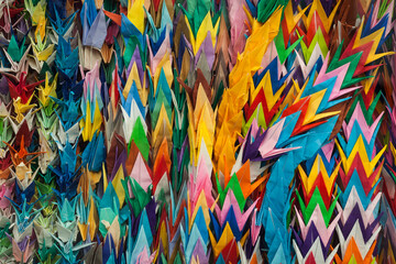 Some colorful Japanese paper cranes 