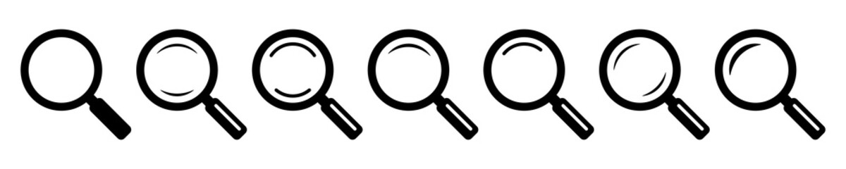 Magnifying glass icon, loupe icon. Vector isolated symbol. Search icon vector. Magnifier loupe sign.