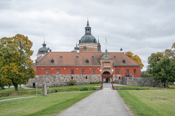 View of famous Swedish 16 th century Gripsholm castle located in Mariefred Sodermanland Sweden