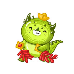 Cute and funny dragon runs at the future. Happy Chinese new year greeting character 2024. The symbol of new year is dragon.