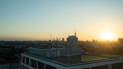 vertical axis wind turbines on a roof in berlin  © Jarama
