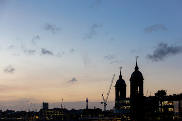 London by night - view from the river Thames